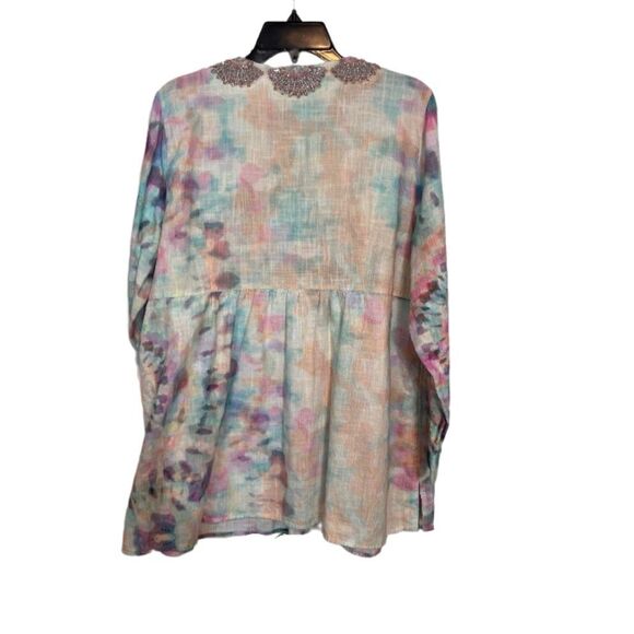 Soft Surroundings pastel embellished top PXL BEADED SEQUINED COTTON TUNIC - Picture 2 of 9